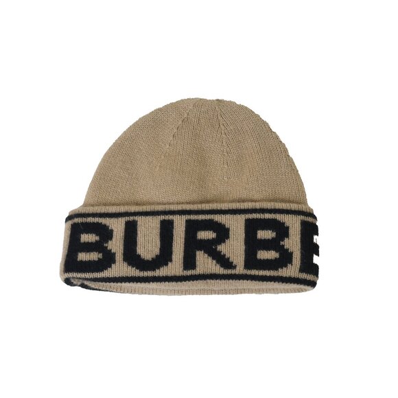 Burberry Logo Intarsia Rolled Hem Beanie Brown - Picture 1 of 1